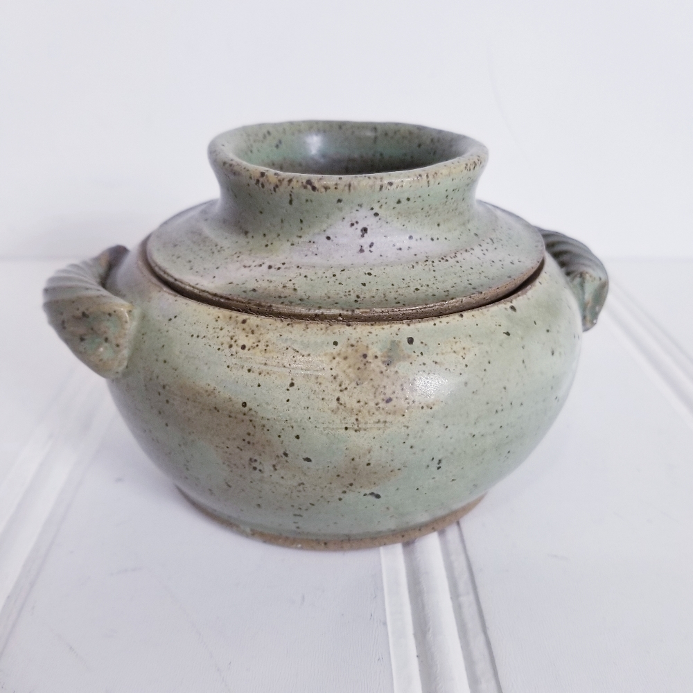 John Graves Signed Vintage Studio Art Pottery Egg Cooker Stoneware Lidded Dish